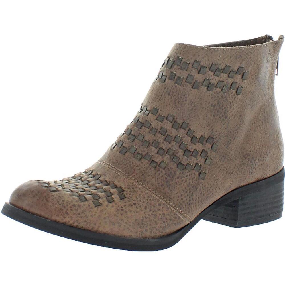 Not Rated Women's Kyla Faux Leather Woven Block Heel Western Ankle Bootie 7.5